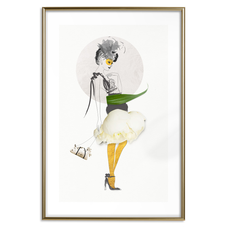 Wall Poster Yellow Stockings - abstract silhouette of a woman with flower accents 127525 additionalImage 14