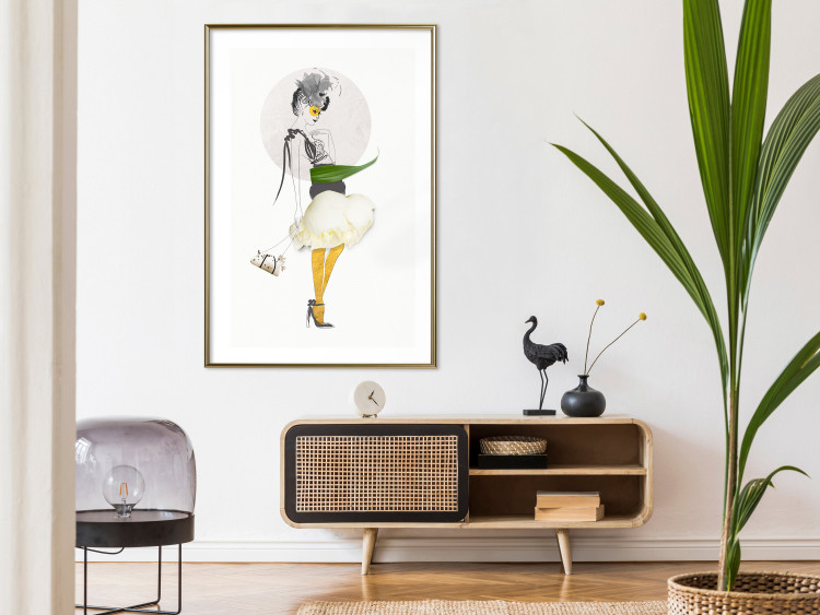 Wall Poster Yellow Stockings - abstract silhouette of a woman with flower accents 127525 additionalImage 13