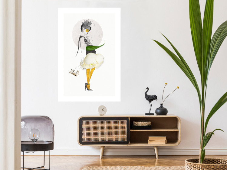 Wall Poster Yellow Stockings - abstract silhouette of a woman with flower accents 127525 additionalImage 3