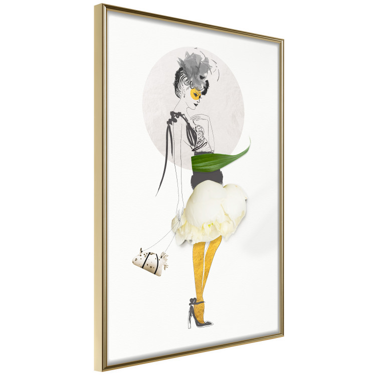 Wall Poster Yellow Stockings - abstract silhouette of a woman with flower accents 127525 additionalImage 12