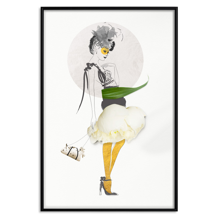 Wall Poster Yellow Stockings - abstract silhouette of a woman with flower accents 127525 additionalImage 16