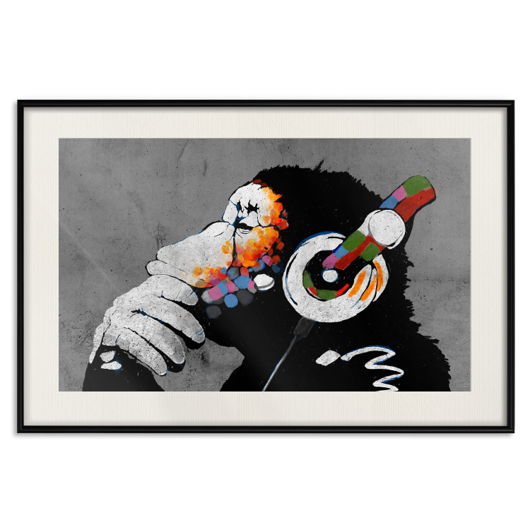 Wall Poster Hot Rhythms - graffiti composition with animal listening to music 128925 additionalImage 19