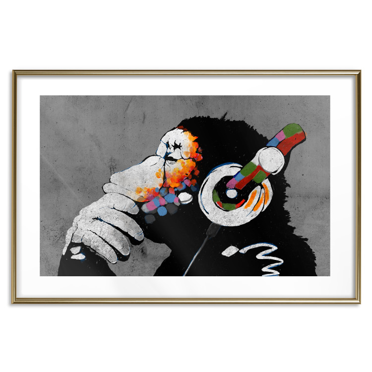Wall Poster Hot Rhythms - graffiti composition with animal listening to music 128925 additionalImage 14