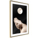 Poster Moon and Statue - whimsical sculpture without half of the head on a black background 129725 additionalThumb 9