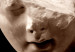 Poster Moon and Statue - whimsical sculpture without half of the head on a black background 129725 additionalThumb 10