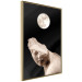 Poster Moon and Statue - whimsical sculpture without half of the head on a black background 129725 additionalThumb 12