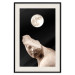 Poster Moon and Statue - whimsical sculpture without half of the head on a black background 129725 additionalThumb 19