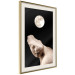 Poster Moon and Statue - whimsical sculpture without half of the head on a black background 129725 additionalThumb 3