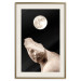 Poster Moon and Statue - whimsical sculpture without half of the head on a black background 129725 additionalThumb 20
