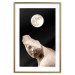 Poster Moon and Statue - whimsical sculpture without half of the head on a black background 129725 additionalThumb 16
