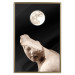 Poster Moon and Statue - whimsical sculpture without half of the head on a black background 129725 additionalThumb 21