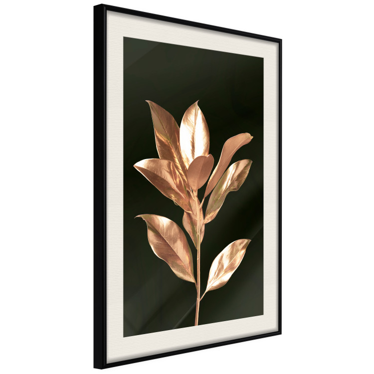 Wall Poster Extraordinary Twig - plant composition of golden leaves on a black background 130525 additionalImage 2