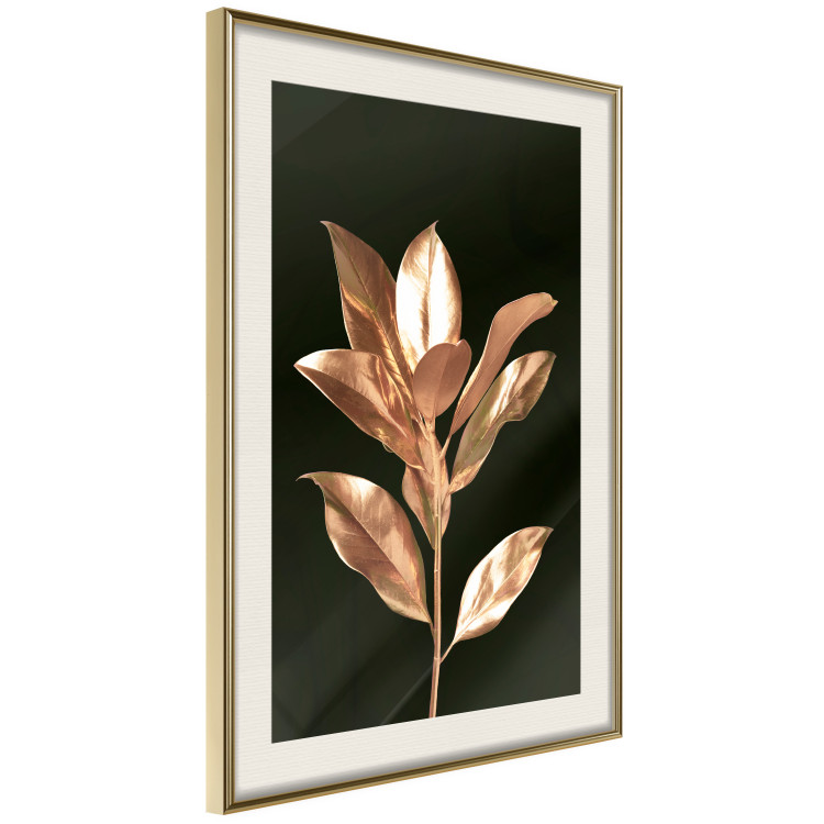 Wall Poster Extraordinary Twig - plant composition of golden leaves on a black background 130525 additionalImage 3