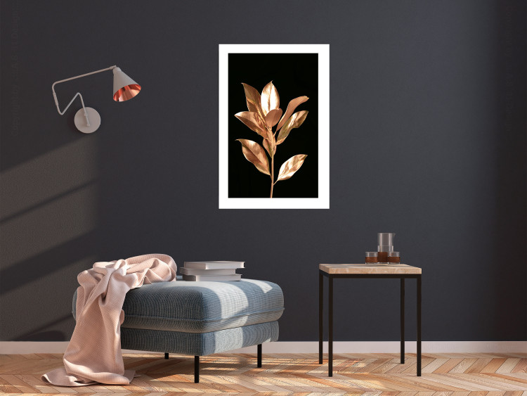 Wall Poster Extraordinary Twig - plant composition of golden leaves on a black background 130525 additionalImage 5