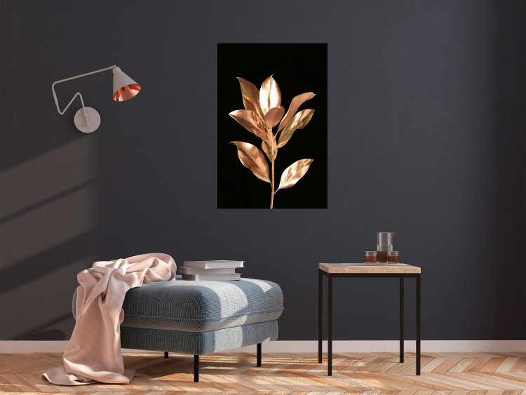 Wall Poster Extraordinary Twig - plant composition of golden leaves on a black background 130525 additionalImage 4