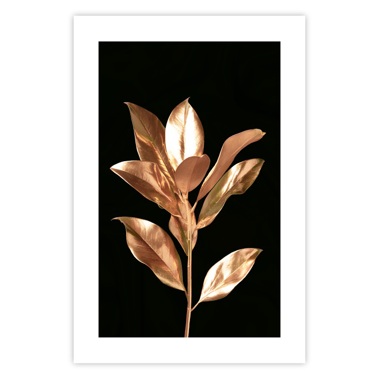 Wall Poster Extraordinary Twig - plant composition of golden leaves on a black background 130525 additionalImage 25