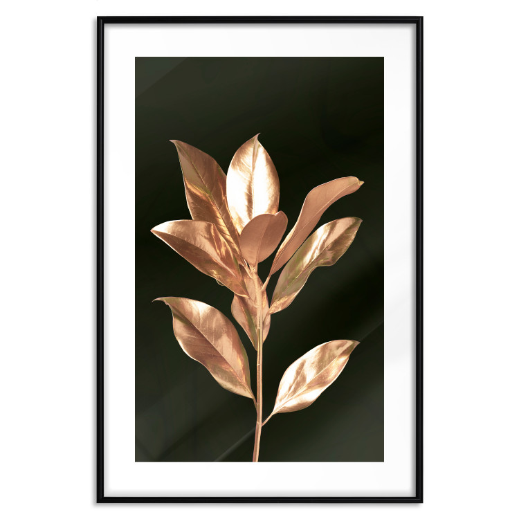 Wall Poster Extraordinary Twig - plant composition of golden leaves on a black background 130525 additionalImage 17