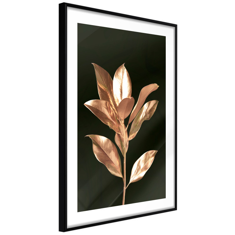 Wall Poster Extraordinary Twig - plant composition of golden leaves on a black background 130525 additionalImage 8