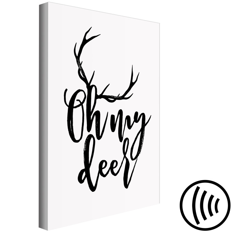Canvas Art Print My deer - winter line art graphic with an English inscription 130725 additionalImage 6