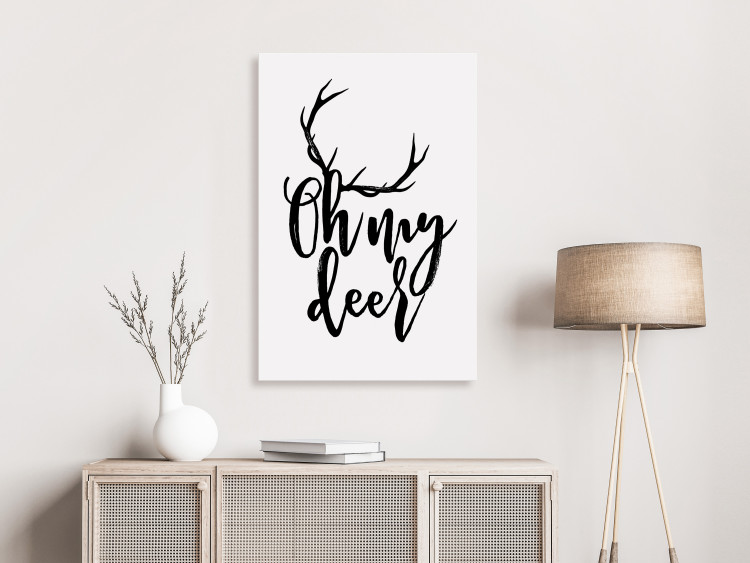 Canvas Art Print My deer - winter line art graphic with an English inscription 130725 additionalImage 3