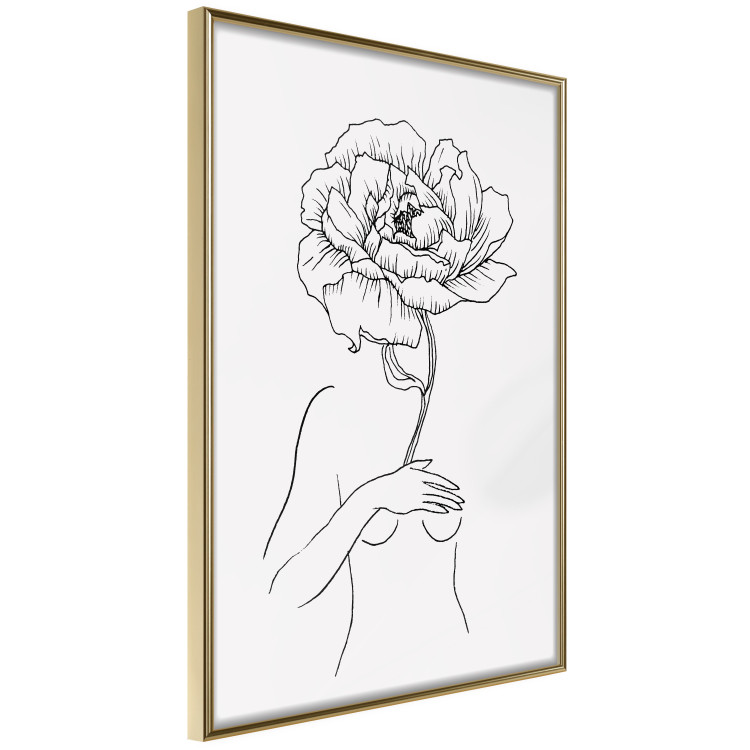 Poster Sensual Blossom - line art of a woman and flowers with a flower on a light background 130825 additionalImage 12