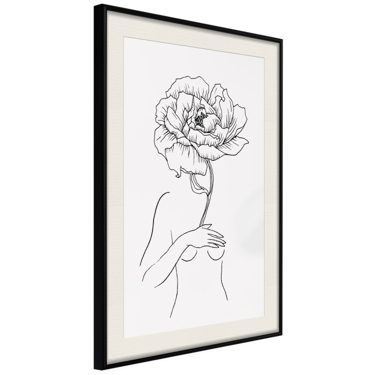 Poster Sensual Blossom - line art of a woman and flowers with a flower on a light background 130825 additionalImage 2