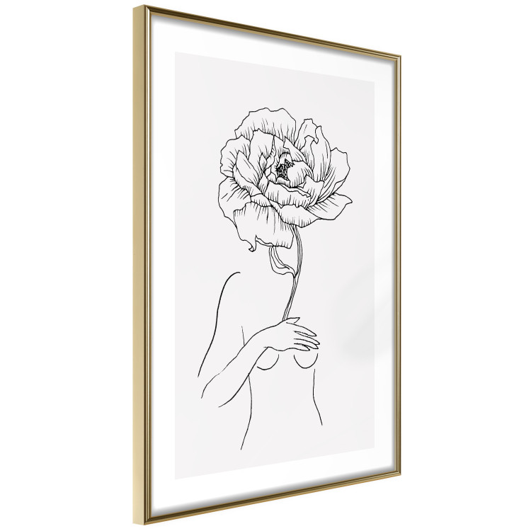 Poster Sensual Blossom - line art of a woman and flowers with a flower on a light background 130825 additionalImage 9