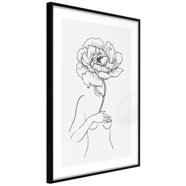 Poster Sensual Blossom - line art of a woman and flowers with a flower on a light background 130825 additionalImage 6