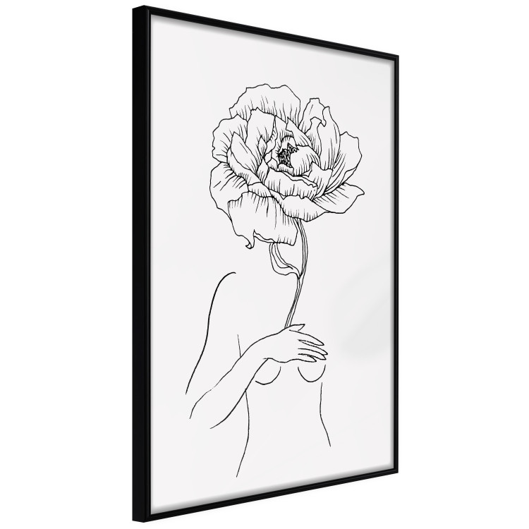 Poster Sensual Blossom - line art of a woman and flowers with a flower on a light background 130825 additionalImage 11