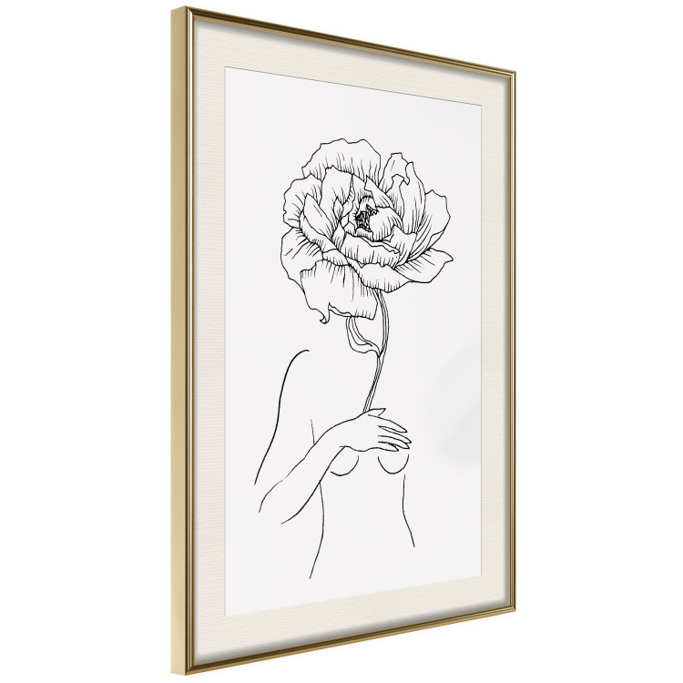 Poster Sensual Blossom - line art of a woman and flowers with a flower on a light background 130825 additionalImage 3
