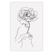 Poster Sensual Blossom - line art of a woman and flowers with a flower on a light background 130825