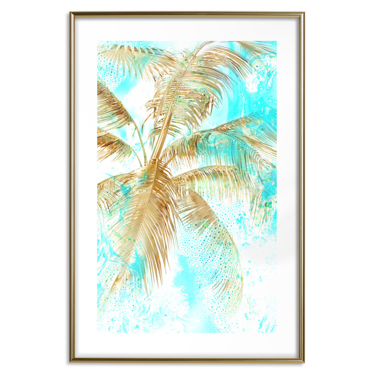 Wall Poster Golden Caribbean - blue tropical landscape with golden palm trees 131825 additionalImage 16