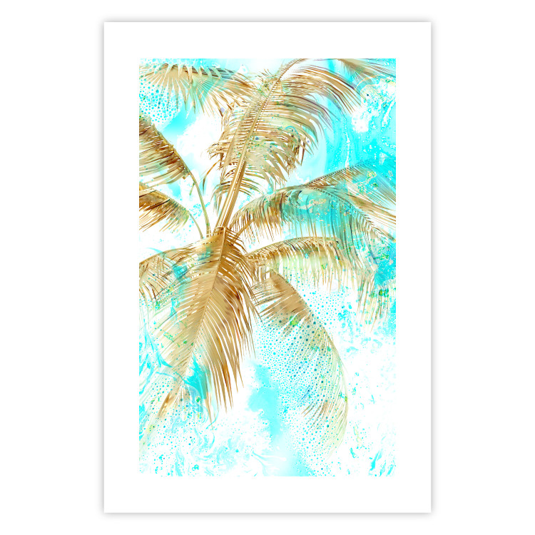 Wall Poster Golden Caribbean - blue tropical landscape with golden palm trees 131825 additionalImage 18