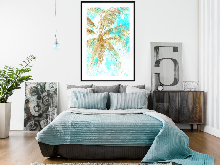 Wall Poster Golden Caribbean - blue tropical landscape with golden palm trees 131825 additionalImage 16