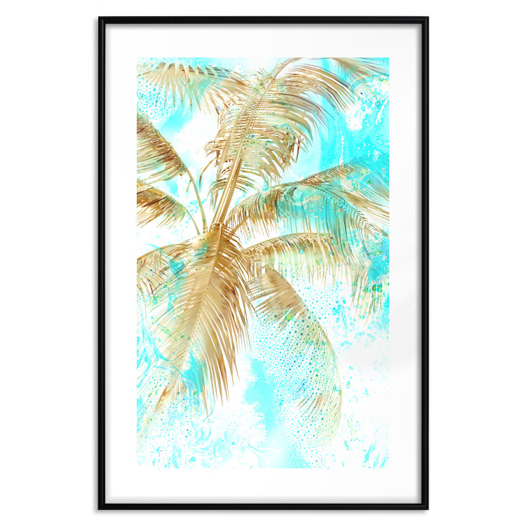 Wall Poster Golden Caribbean - blue tropical landscape with golden palm trees 131825 additionalImage 17