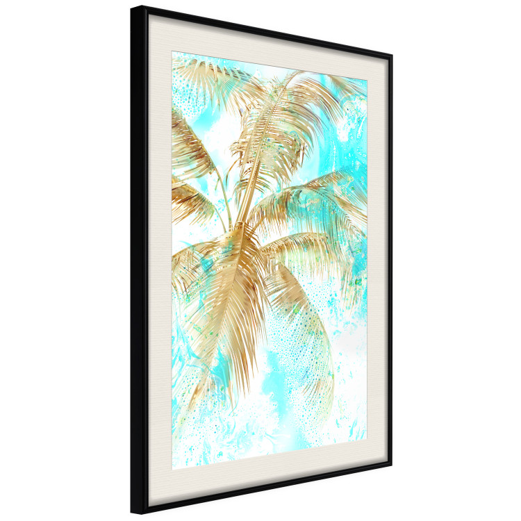 Wall Poster Golden Caribbean - blue tropical landscape with golden palm trees 131825 additionalImage 2