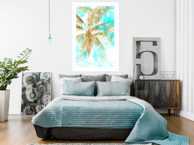 Wall Poster Golden Caribbean - blue tropical landscape with golden palm trees 131825 additionalImage 5