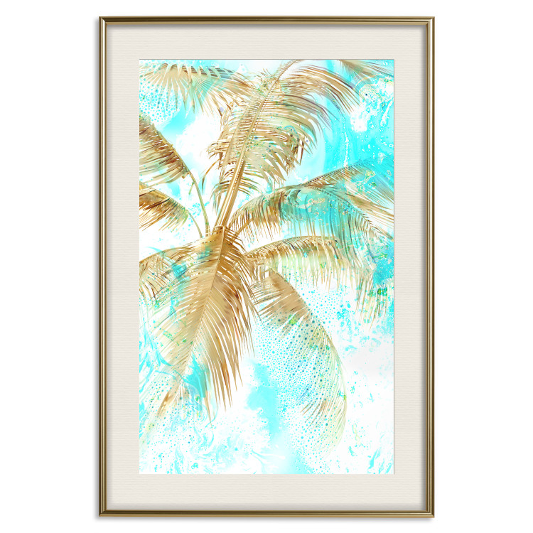 Wall Poster Golden Caribbean - blue tropical landscape with golden palm trees 131825 additionalImage 19