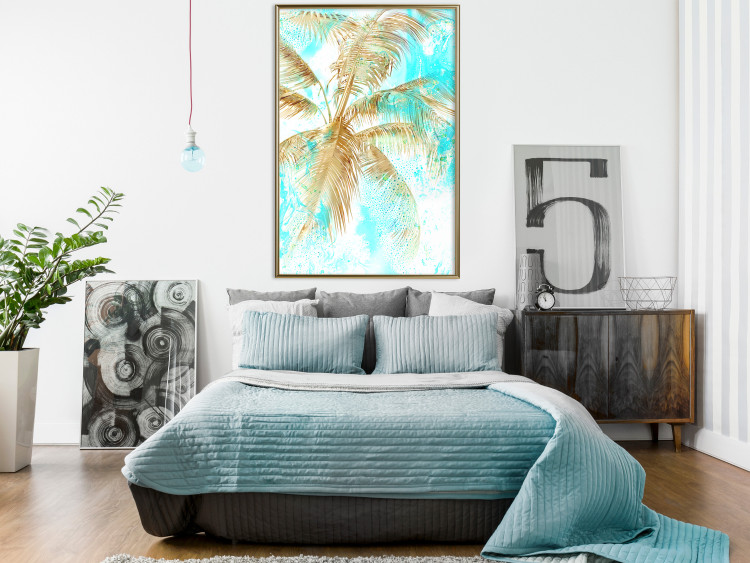 Wall Poster Golden Caribbean - blue tropical landscape with golden palm trees 131825 additionalImage 7