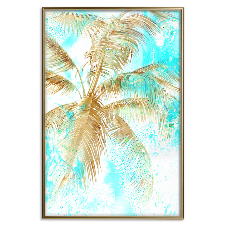 Wall Poster Golden Caribbean - blue tropical landscape with golden palm trees 131825 additionalImage 27