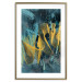 Poster Golden Waves - golden waves on a blue texture in an abstract style 131925 additionalThumb 14