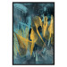 Poster Golden Waves - golden waves on a blue texture in an abstract style 131925 additionalThumb 16
