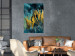 Poster Golden Waves - golden waves on a blue texture in an abstract style 131925 additionalThumb 4