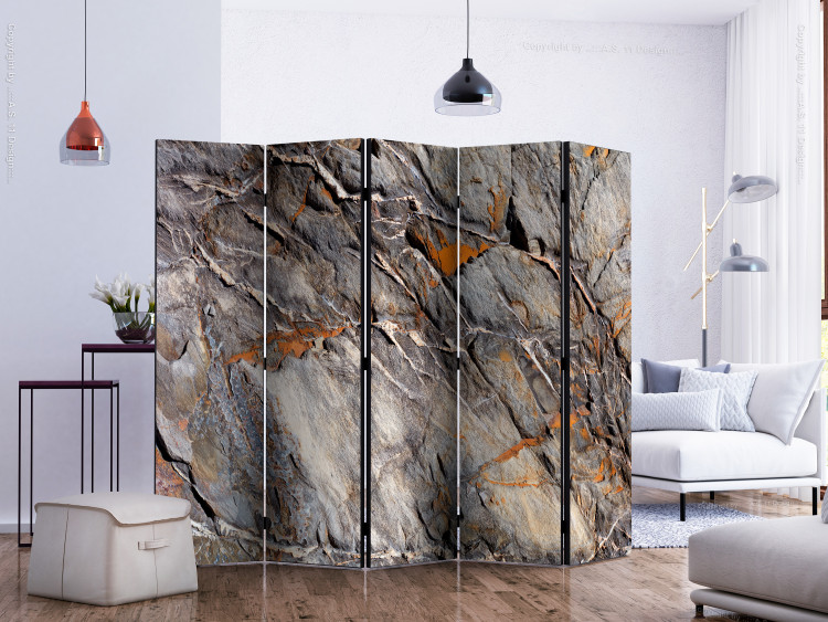 Room Divider Screen Mountain Bastion II (5-piece) - dark composition with a rock texture 132525 additionalImage 2