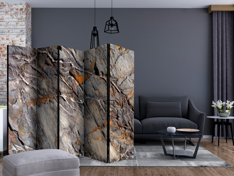 Room Divider Screen Mountain Bastion II (5-piece) - dark composition with a rock texture 132525 additionalImage 4