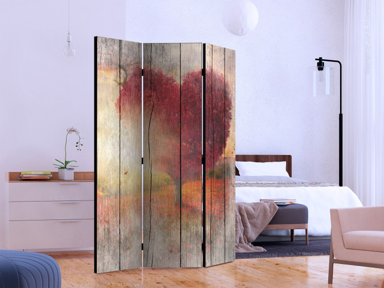 Room Divider Autumn Love (3-piece) - landscape with a heart-shaped tree 132725 additionalImage 2