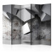 Room Separator Geometric Rain II (5-piece) - abstraction in gray 3D blocks 132925