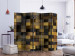 Room Divider Wooden Cubes II (5-piece) - checkered background in dark colors 133025 additionalThumb 2