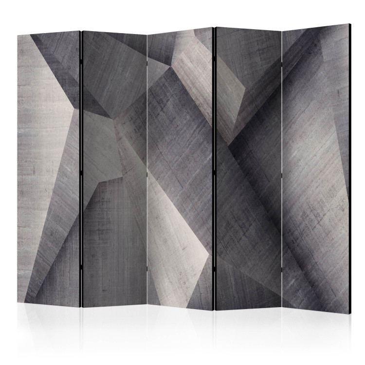 Folding Screen Abstract Concrete Blocks II (5-piece) - geometric gray pattern 133425