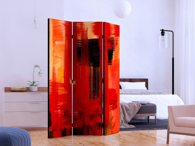 Folding Screen Crimson Prison (5-piece) - simple abstraction in red background 133525 additionalImage 2